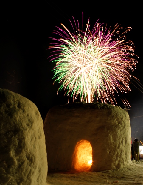 花火と太鼓に感動 おおまち雪まつり1